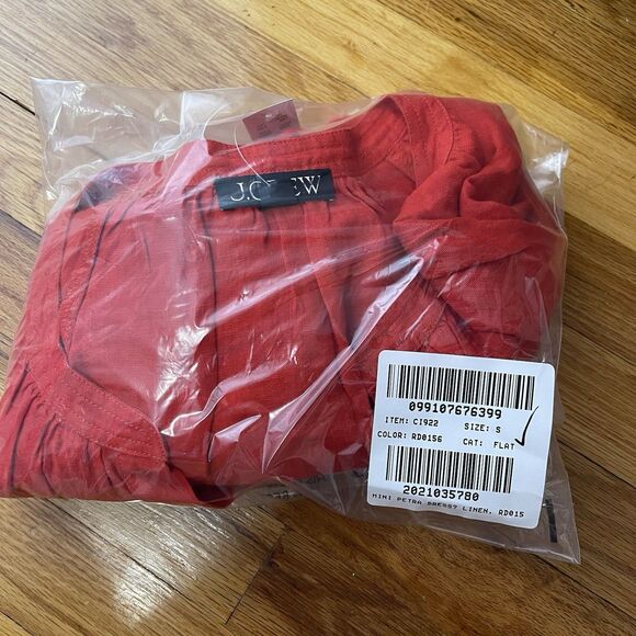 J.CREW Cabana Mini Dress in Linen Size Small Red NEW Beach Preppy Casual CI922 - Picture 13 of 16